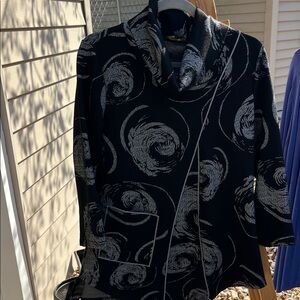 Radzoli Black and Gray Swirl cowl neck top